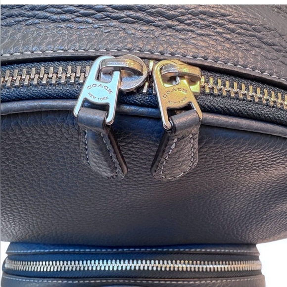 COACH NWT 5666 Court Denim Blue Silver Pebbled Leather Backpack HTF UNISEX - Picture 9 of 16